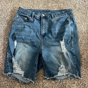 Plus ripped denim shorts